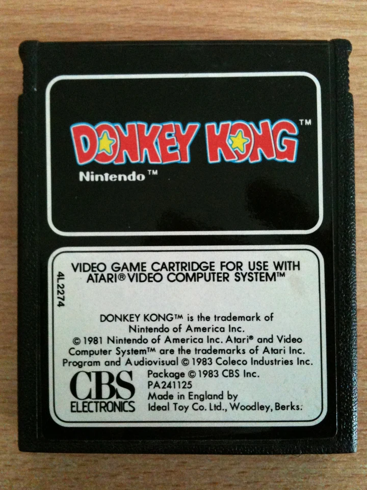 An Atari 2600 Donkey Kong cartridge