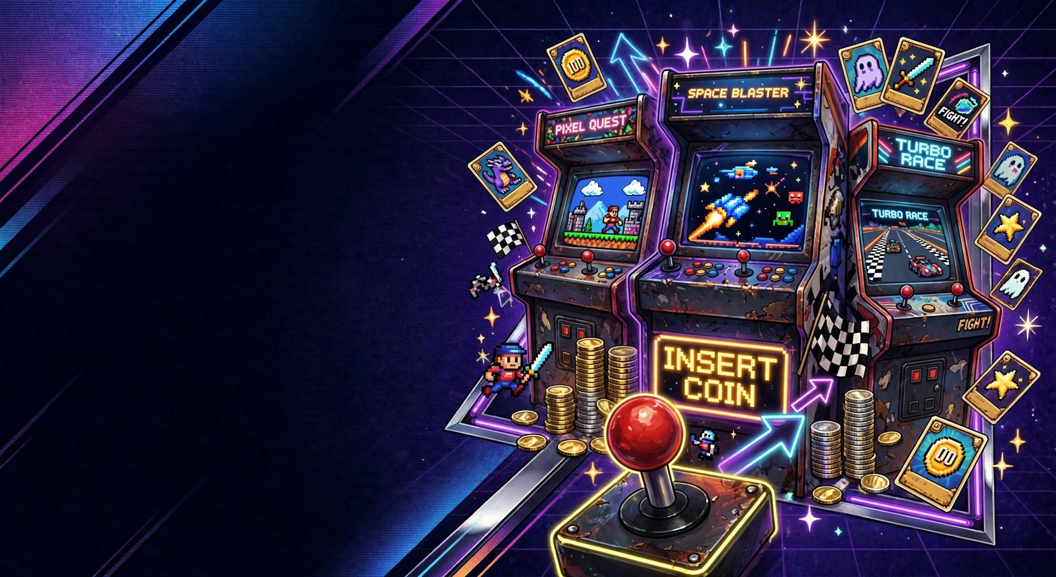 The Retro-Arcade games library, showing arcade cabinets filterable by genre, manufacturer and year