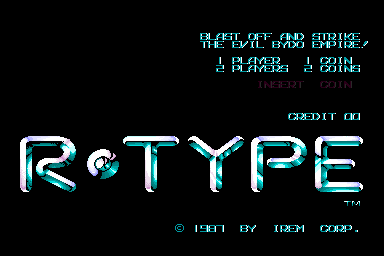 R-Type arcade cabinet artwork, a 1987 Irem horizontal shooter